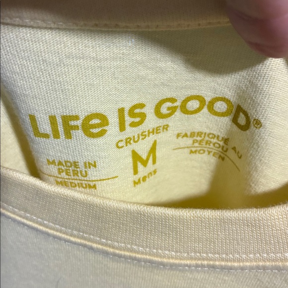 Life Is Good Yellow T-Shirt with Beach Scene - Picture 3 of 3